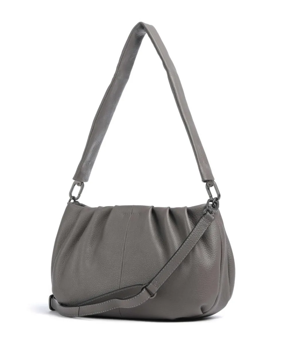 Philocalists Pearl Schultertasche genarbtes Leder grau