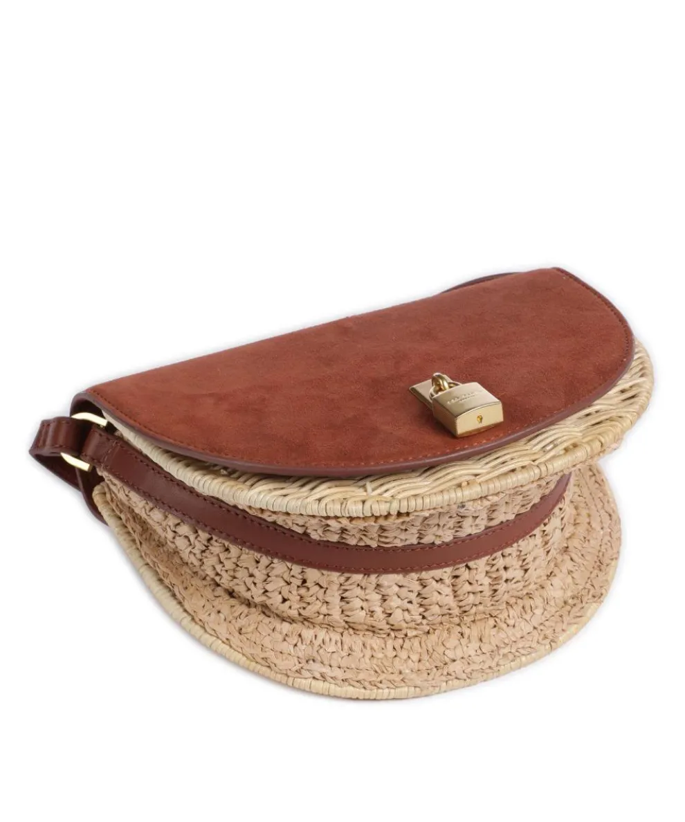 Oxfordd Umhängetasche Rattan, aufgerautes Rindsleder braun/beige