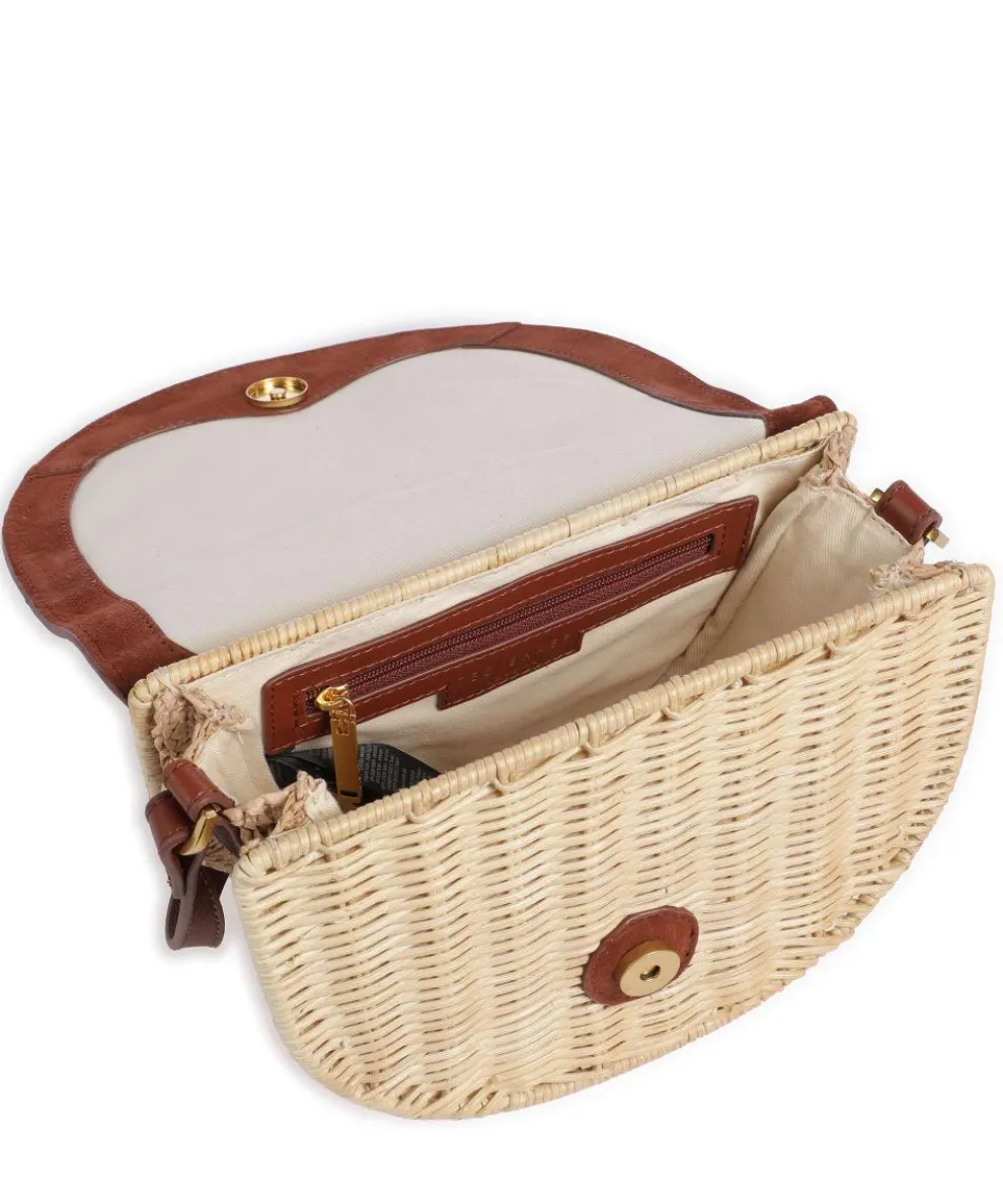 Oxfordd Umhängetasche Rattan, aufgerautes Rindsleder braun/beige