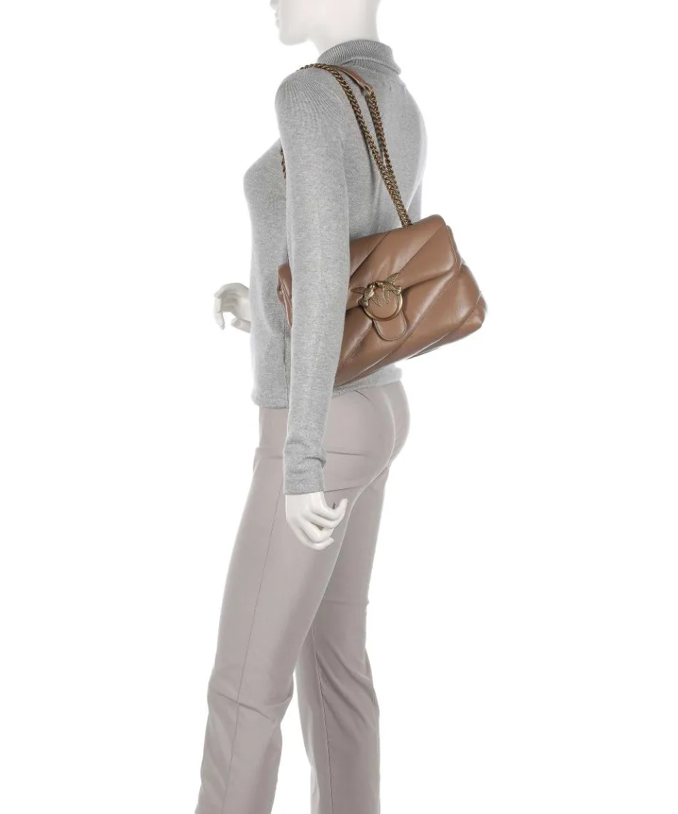 Love Puff Classic Schultertasche Schafsleder braun