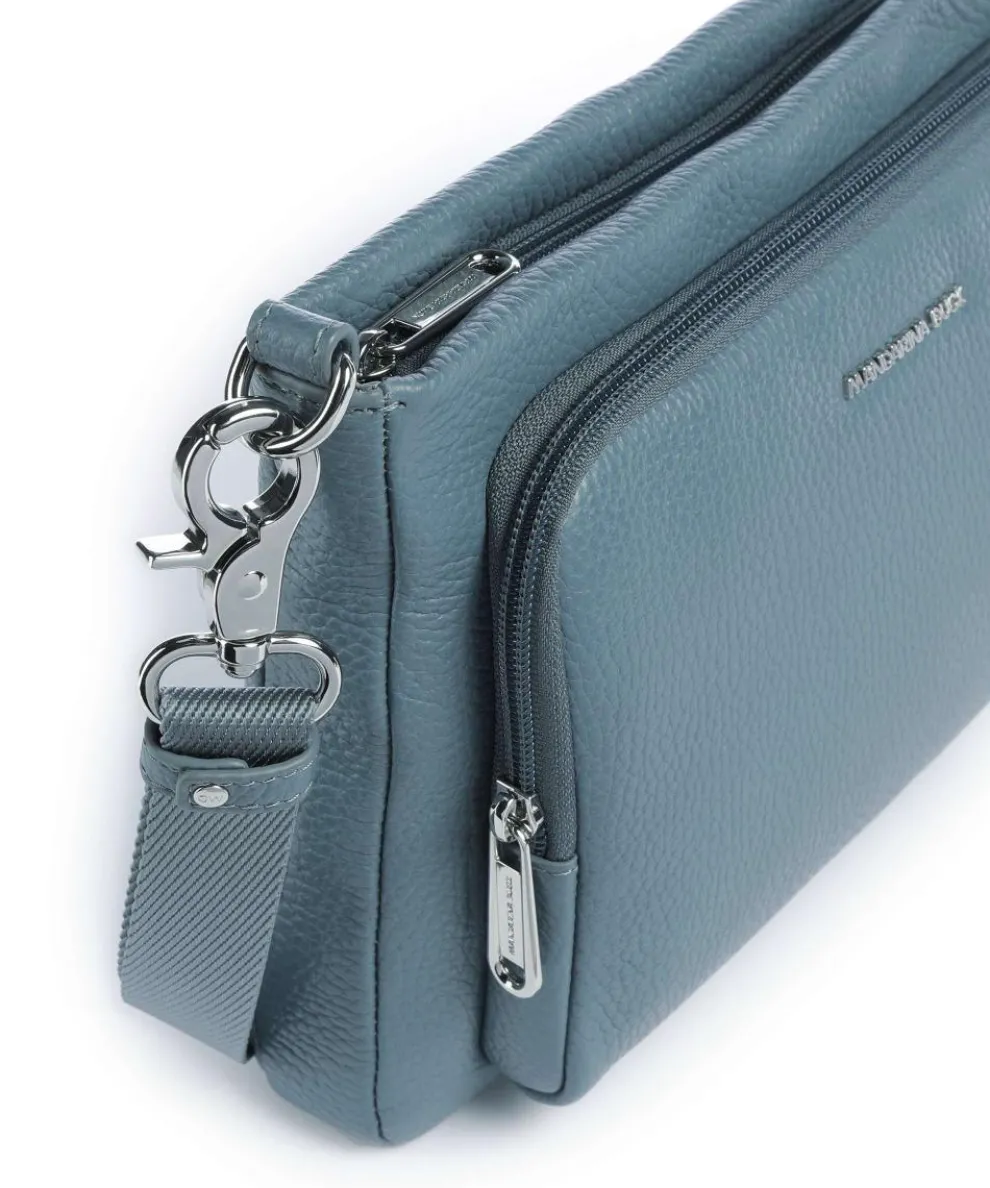 Mellow Leather Umhängetasche genarbtes Kalbsleder blaugrau