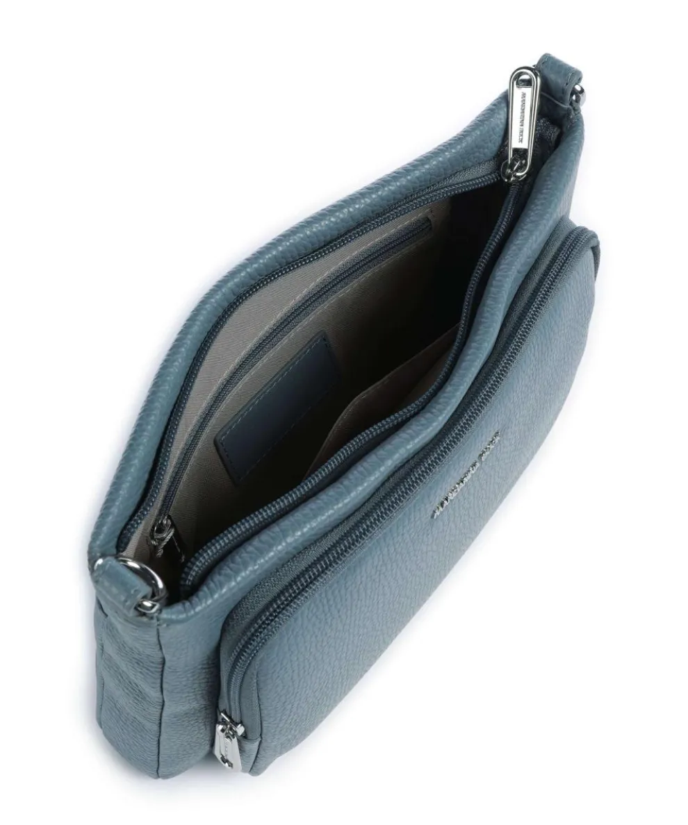 Mellow Leather Umhängetasche genarbtes Kalbsleder blaugrau
