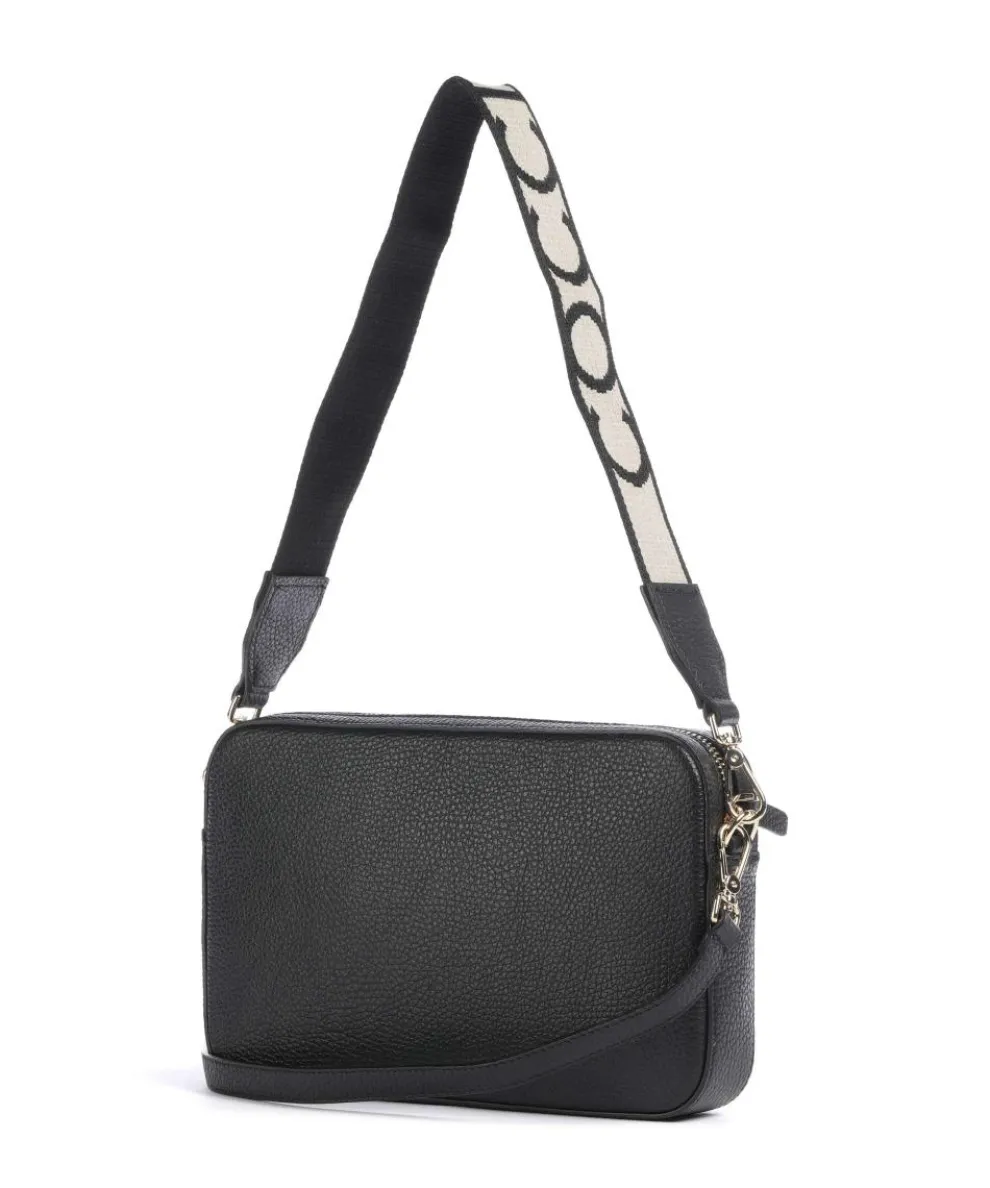 Tebe Schultertasche genarbtes Rindsleder schwarz