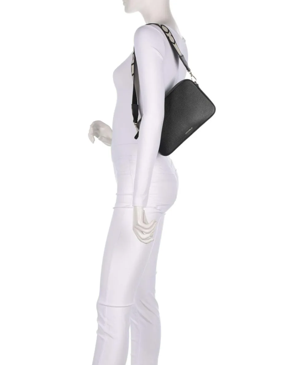 Tebe Schultertasche genarbtes Rindsleder schwarz