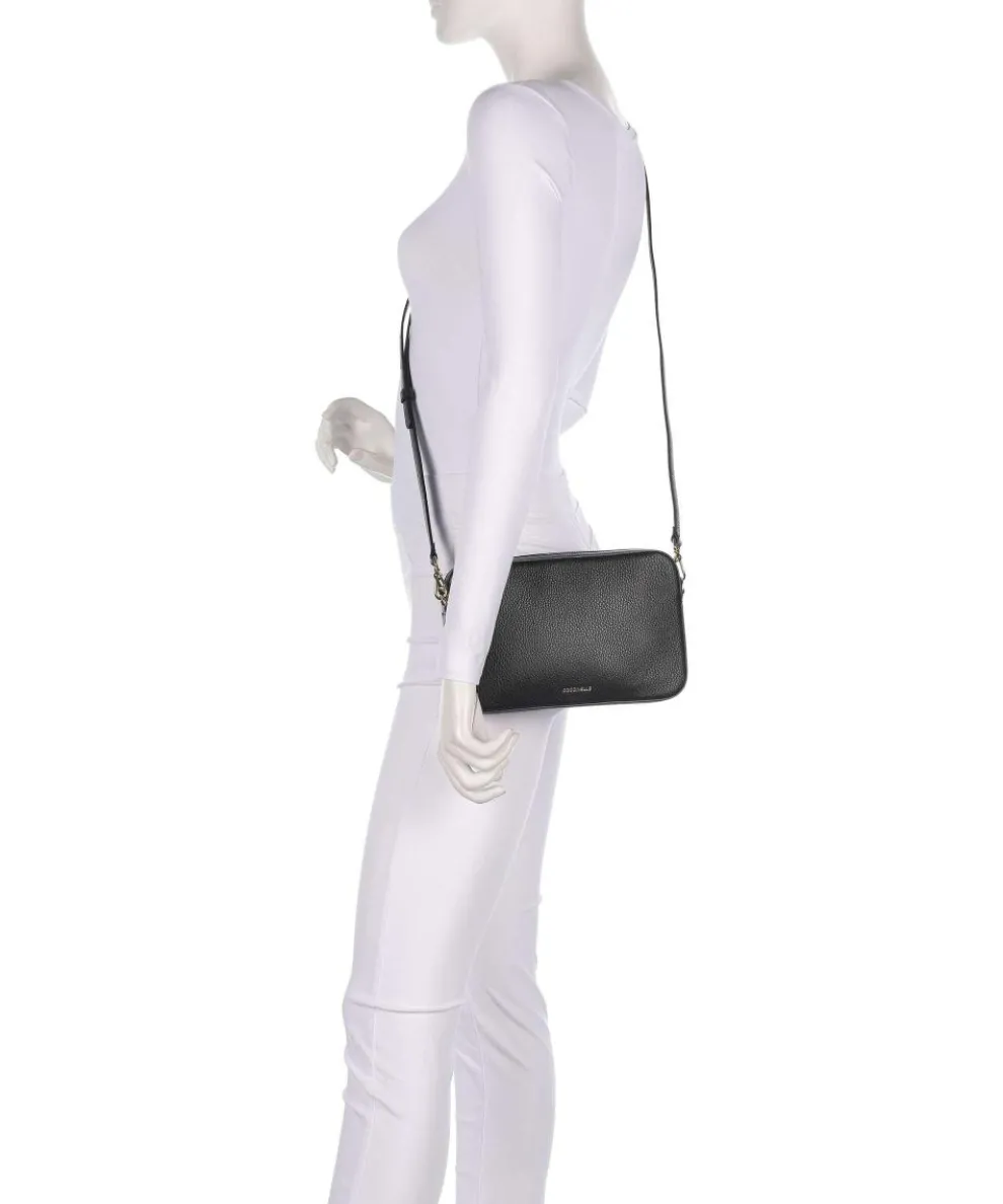 Tebe Schultertasche genarbtes Rindsleder schwarz