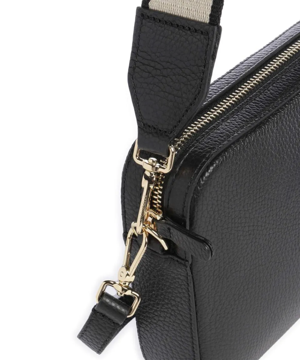 Tebe Schultertasche genarbtes Rindsleder schwarz