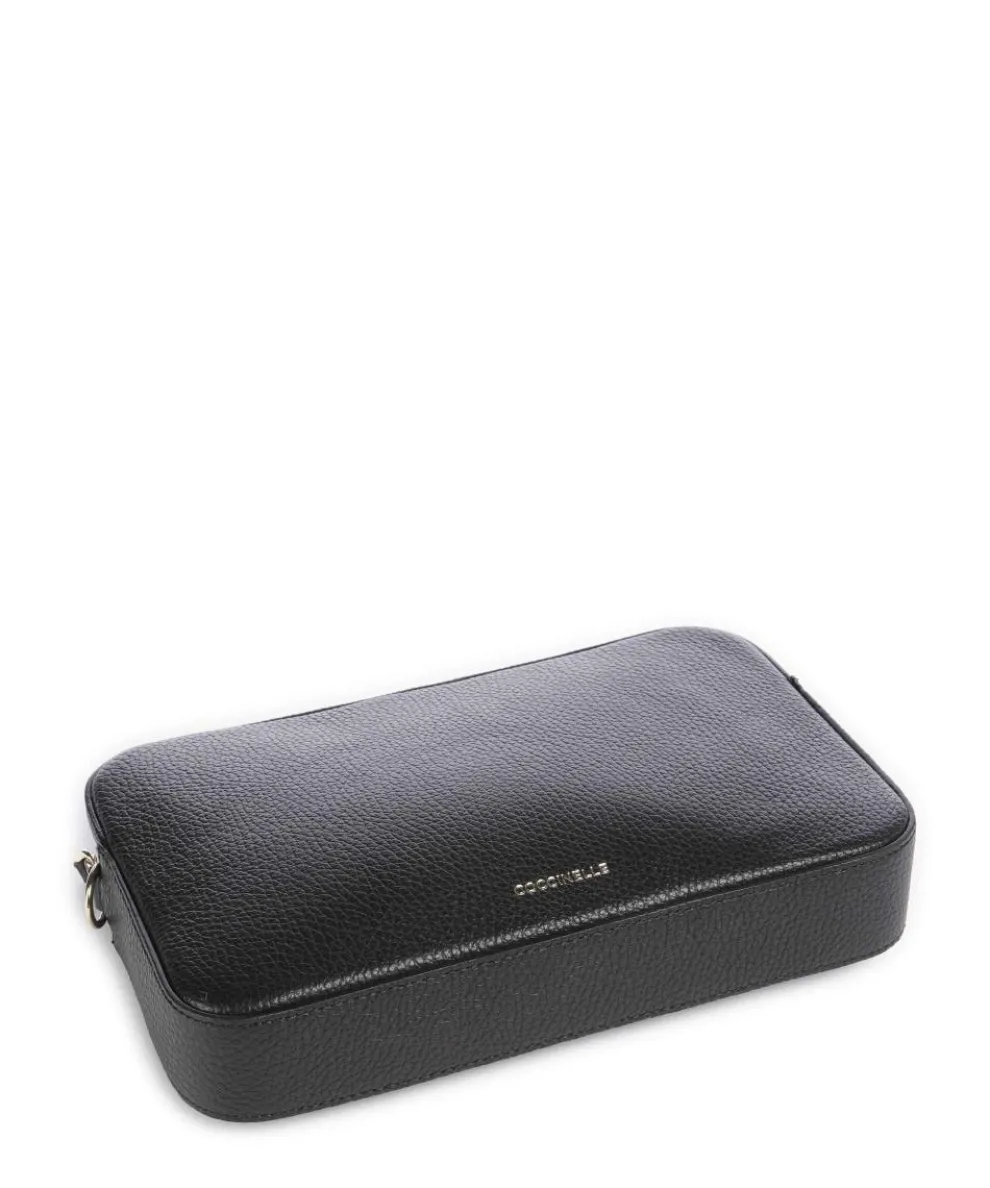 Tebe Schultertasche genarbtes Rindsleder schwarz