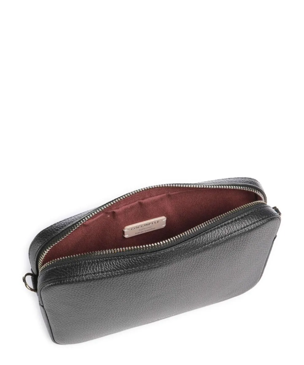 Tebe Schultertasche genarbtes Rindsleder schwarz