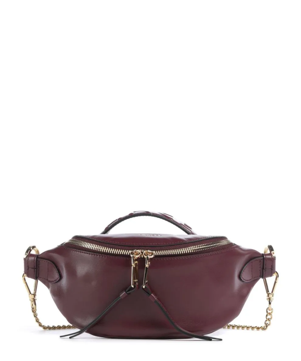 Origami Mini Umhängetasche fein genarbtes Rindsleder brombeer