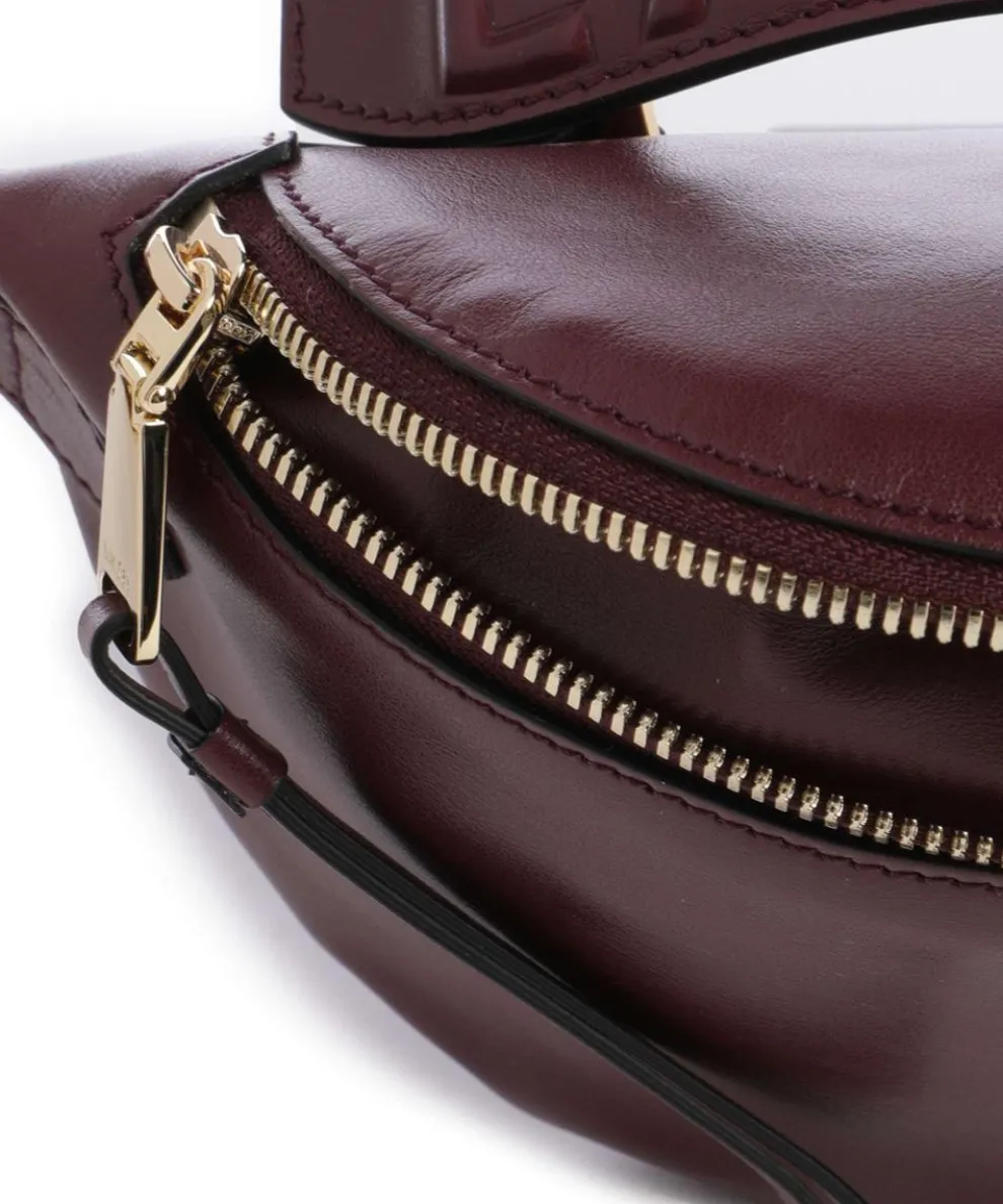 Origami Mini Umhängetasche fein genarbtes Rindsleder brombeer