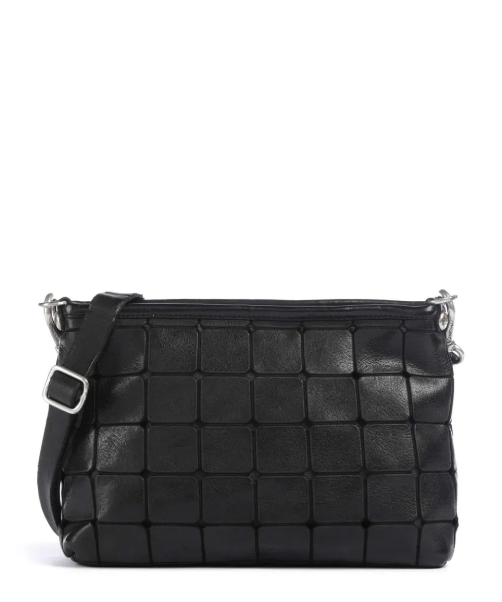 Umhängetasche genarbtes Rindsleder schwarz