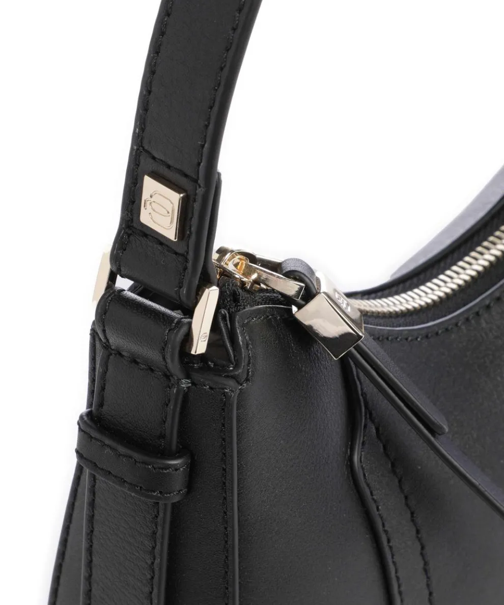 Circle Schultertasche genarbtes Rindsleder schwarz