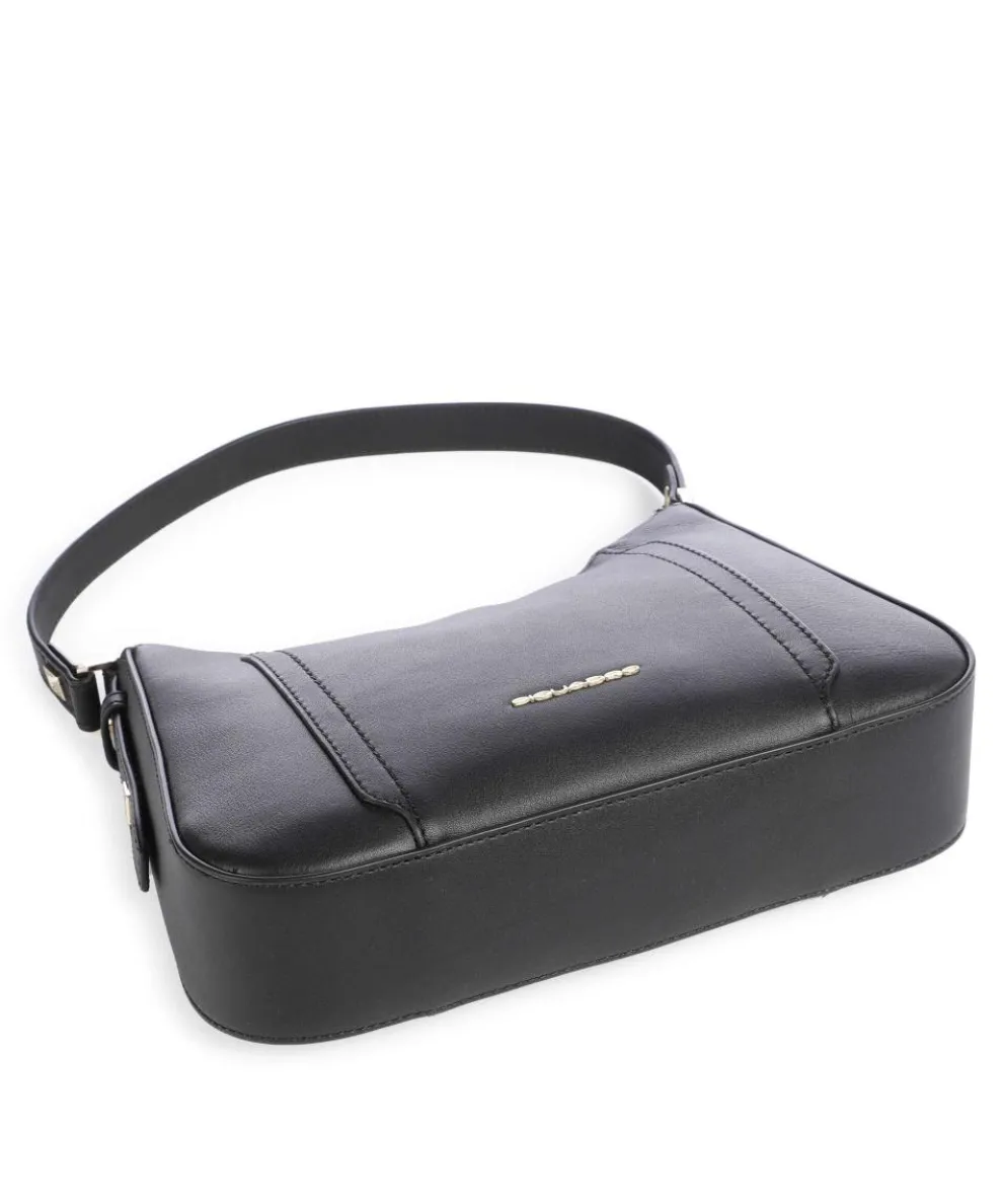 Circle Schultertasche genarbtes Rindsleder schwarz