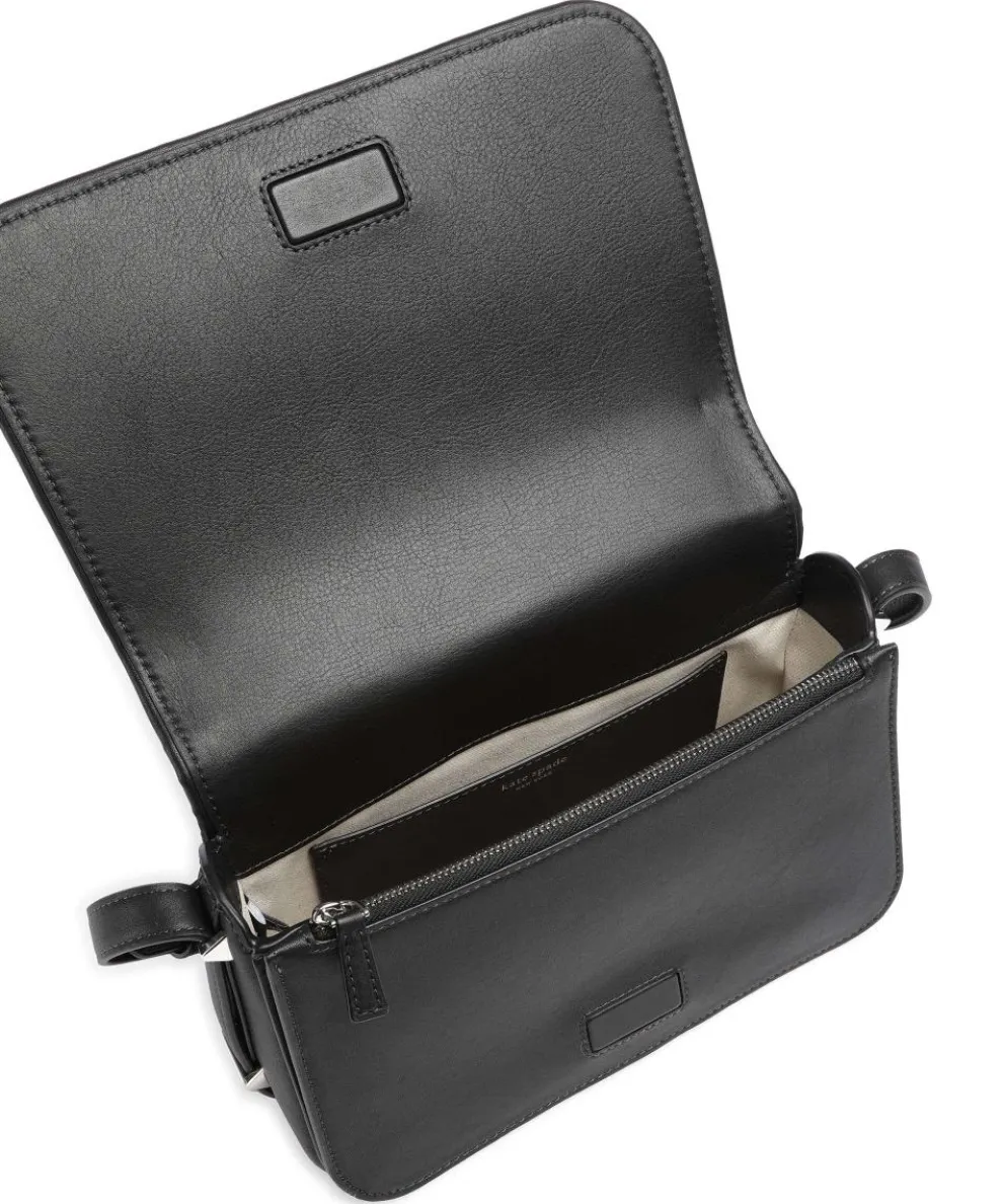 Spade Flower Jacquard Umhängetasche Textil, fein genarbtes Rindsleder schwarz