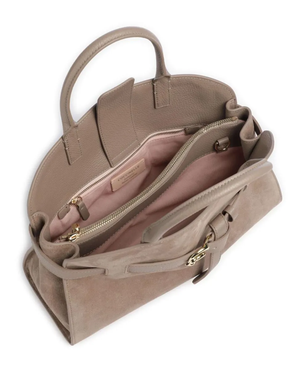 Sabine Suede Handtasche aufgerautes Leder taupe