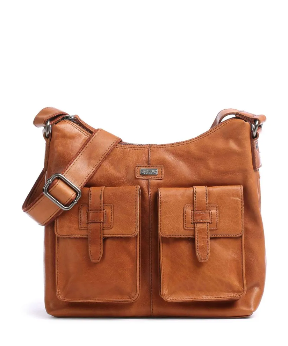 Bronco Beuteltasche genarbtes Leder cognac