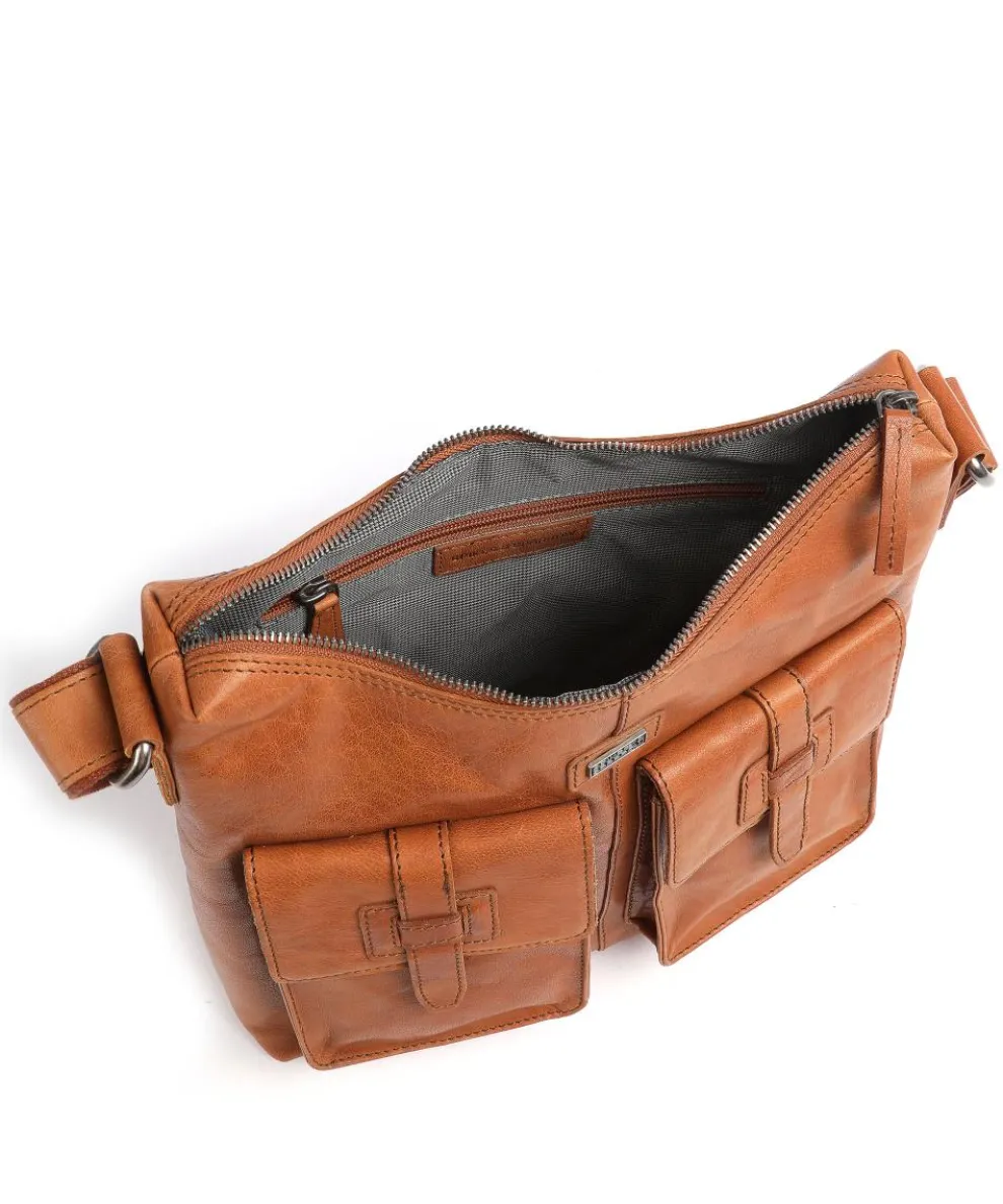 Bronco Beuteltasche genarbtes Leder cognac