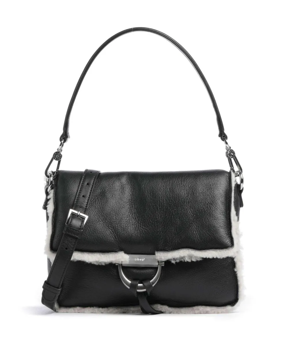 Shearling Temi Schultertasche weiches Rindsleder schwarz