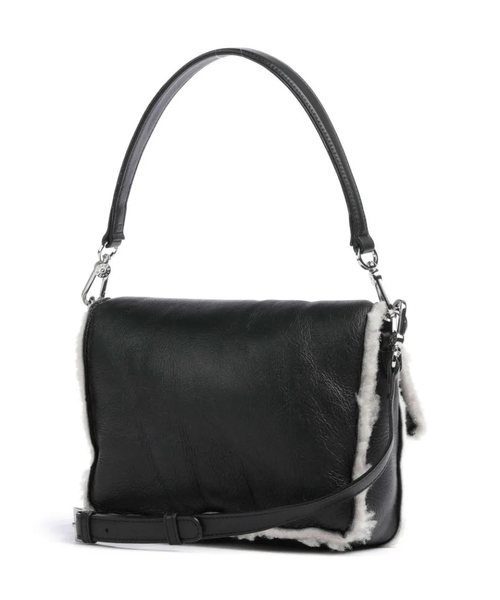 Shearling Temi Schultertasche weiches Rindsleder schwarz