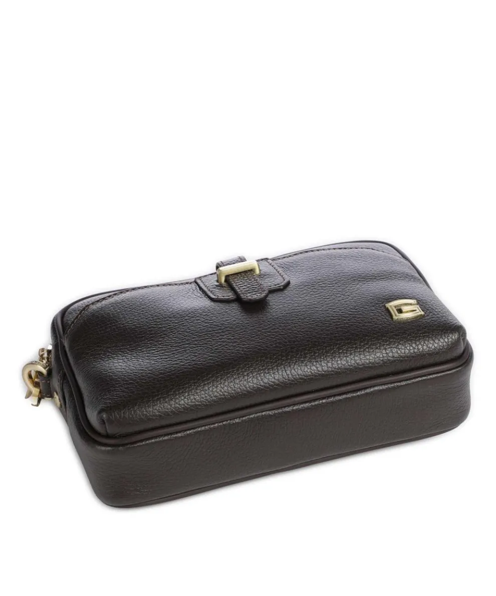 Handgelenktasche genarbtes Kalbsleder dunkelbraun