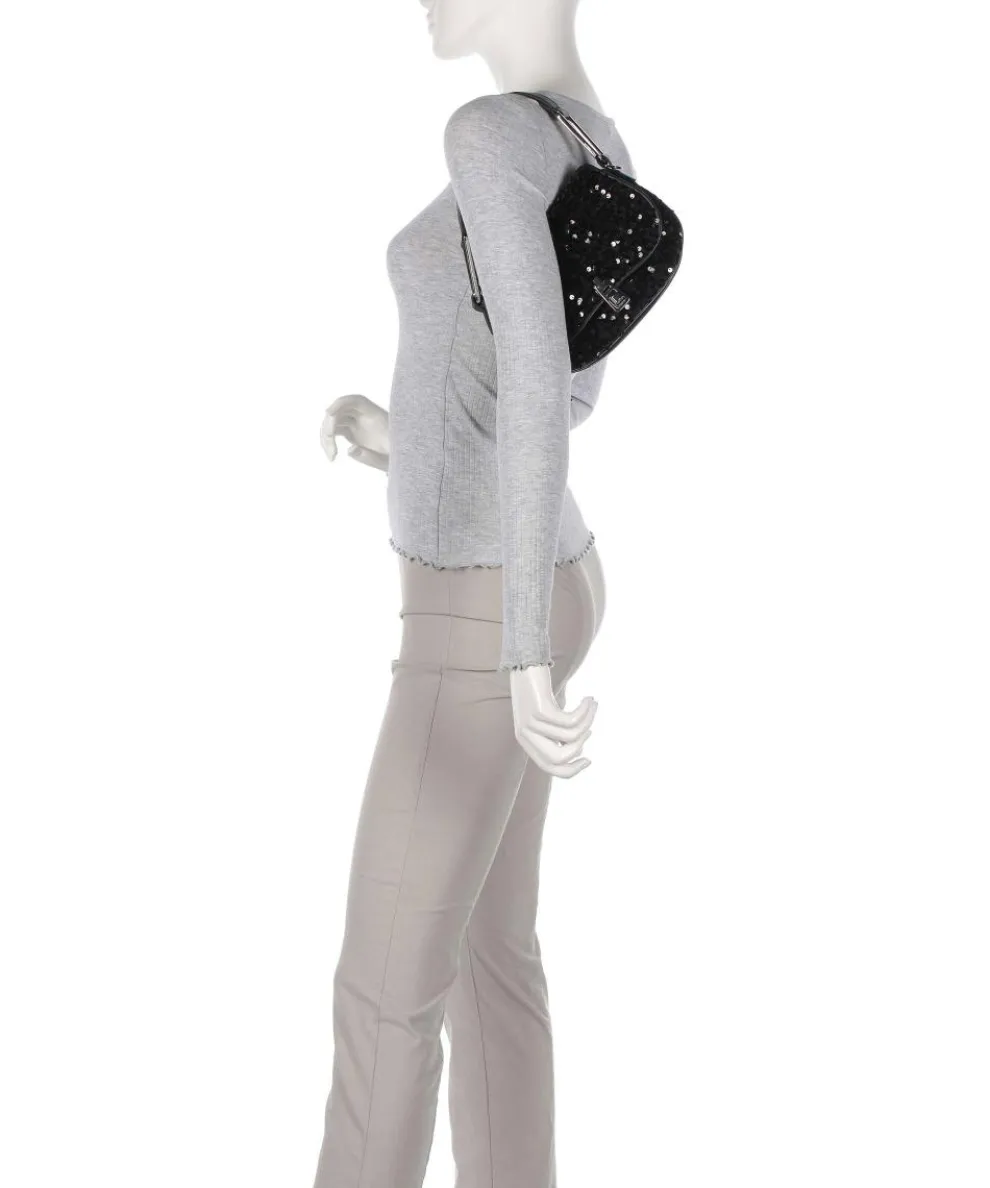 Magie Schultertasche Textil, Leder schwarz