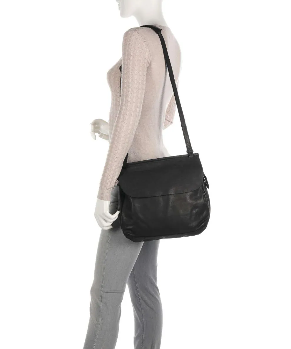 Submarine Schultertasche Rindsleder schwarz