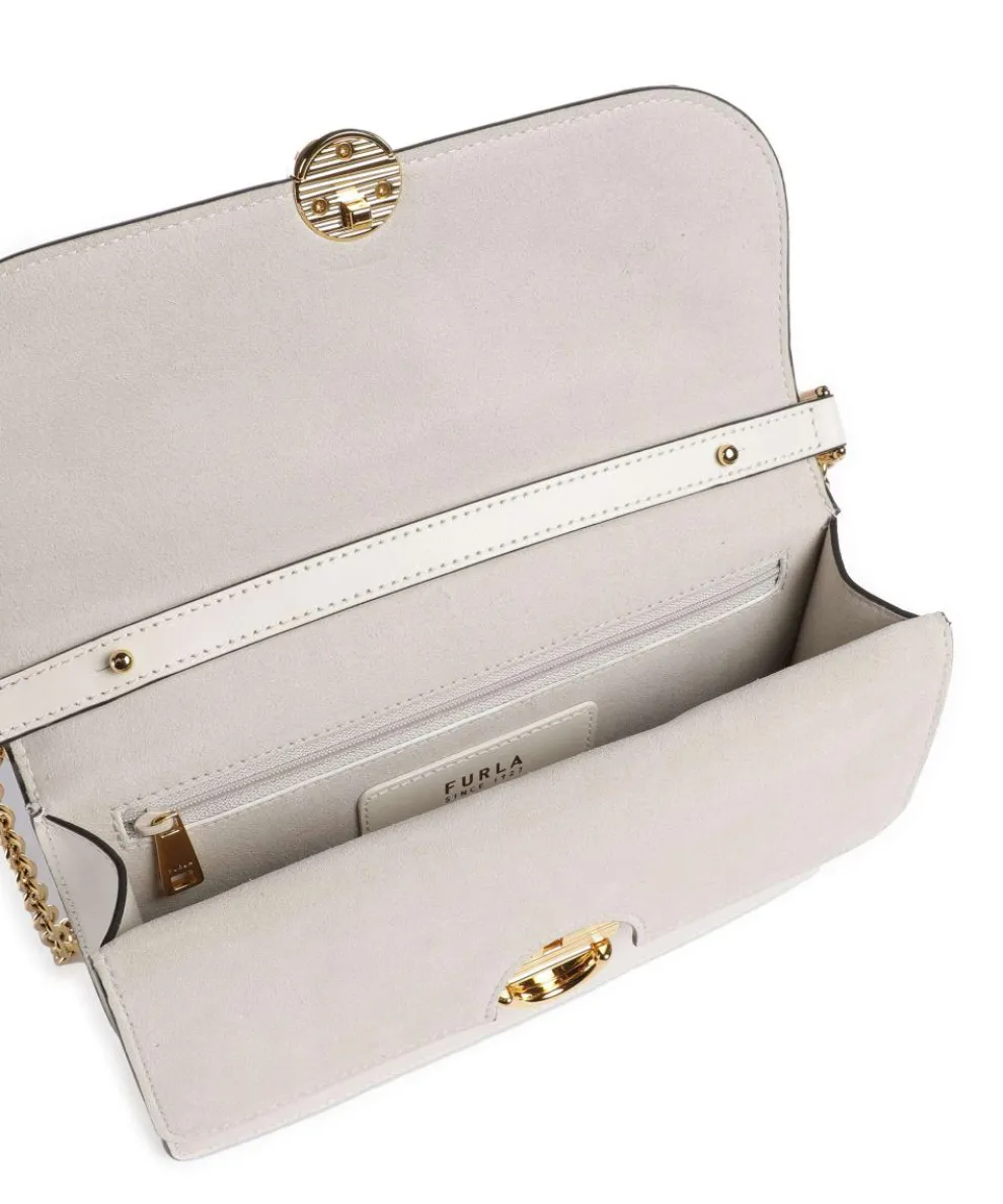 Sfera S Schultertasche fein genarbtes Leder, aufgerautes Leder creme