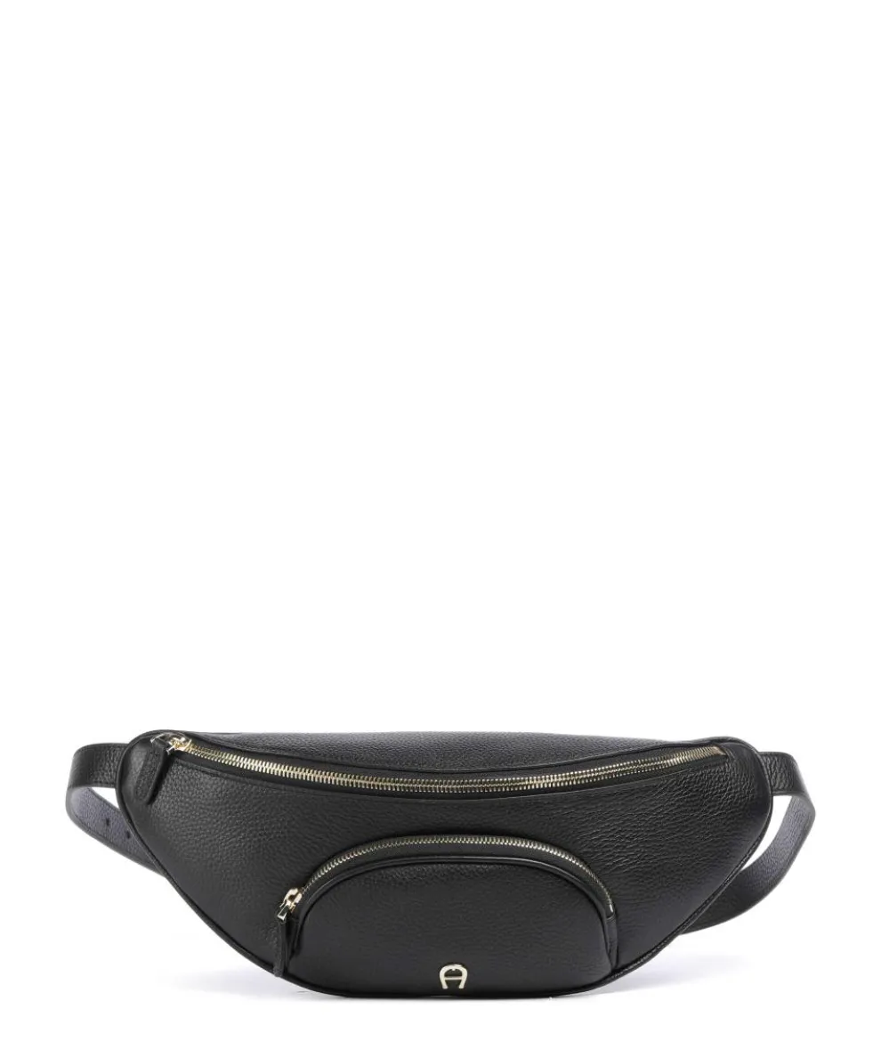 Fashion Gürteltasche genarbtes Rindsleder schwarz