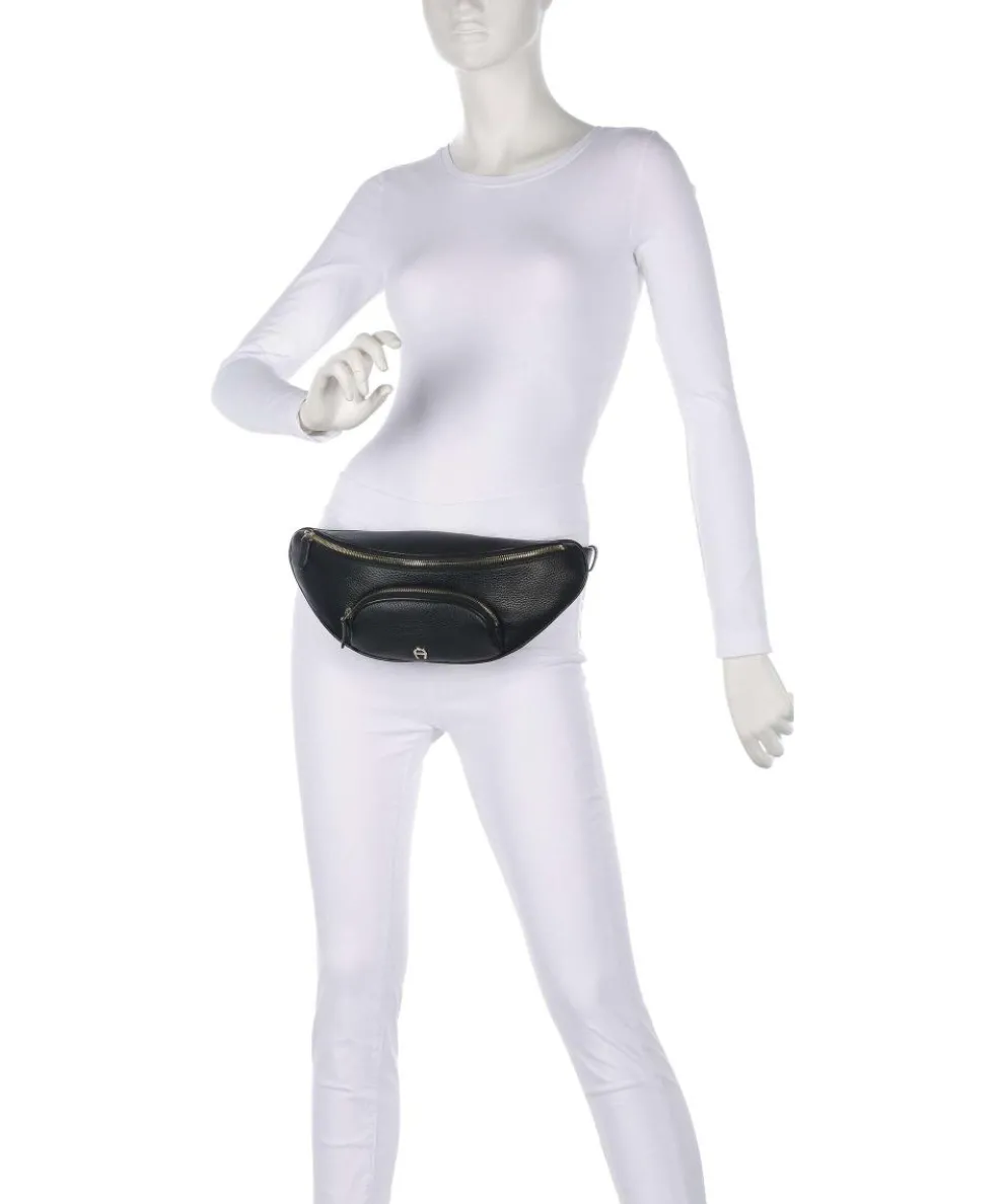 Fashion Gürteltasche genarbtes Rindsleder schwarz