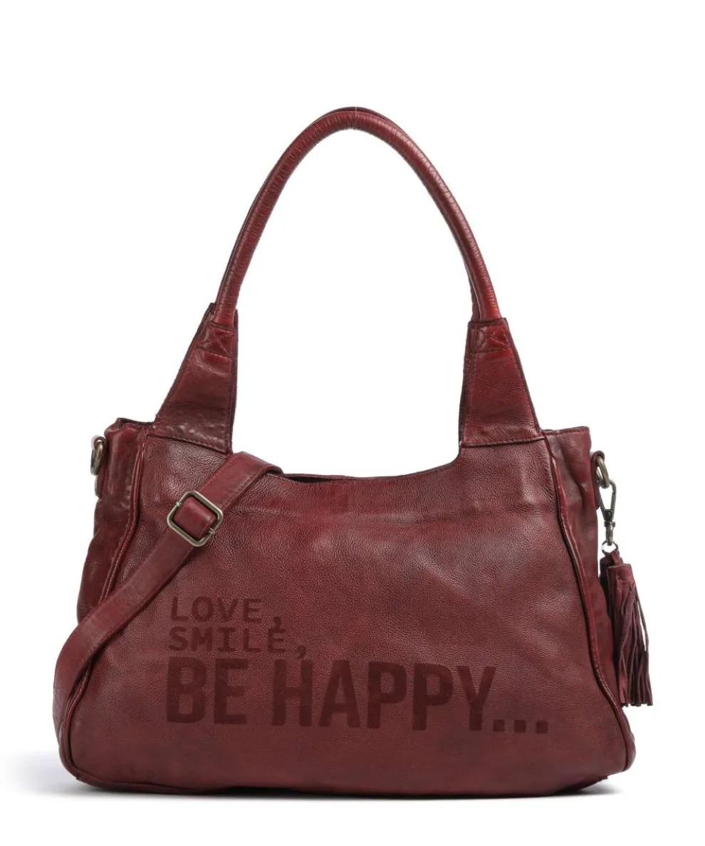 Glücksbrücke 3 Schultertasche genarbtes Rindsleder wein