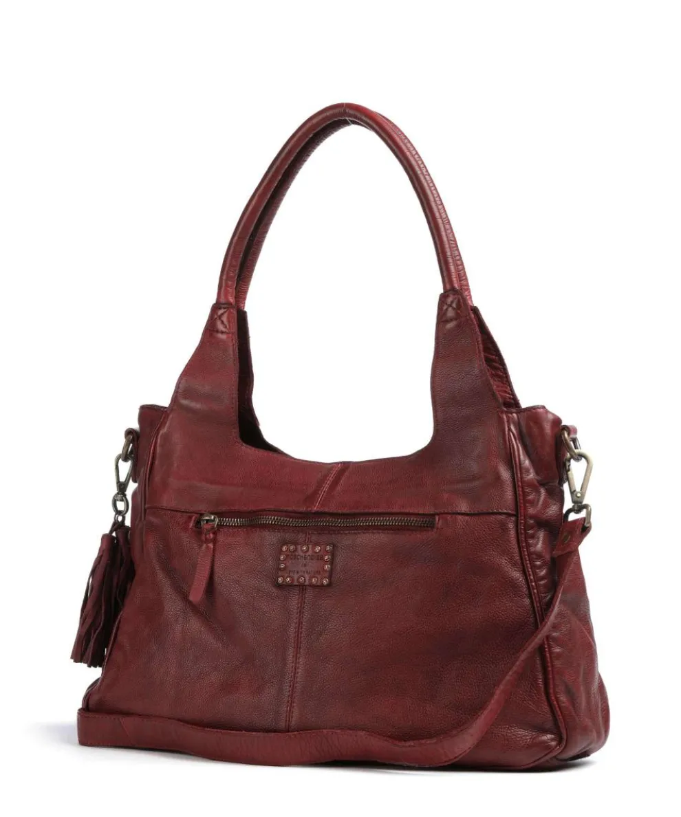 Glücksbrücke 3 Schultertasche genarbtes Rindsleder wein