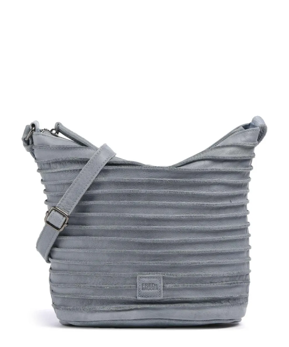 Riffellinchen Umhängetasche genarbtes Rindsleder blaugrau