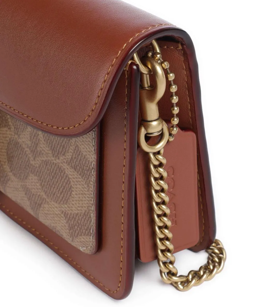 Tabby Chain Umhängetasche fein genarbtes Rindsleder, Canvas braun