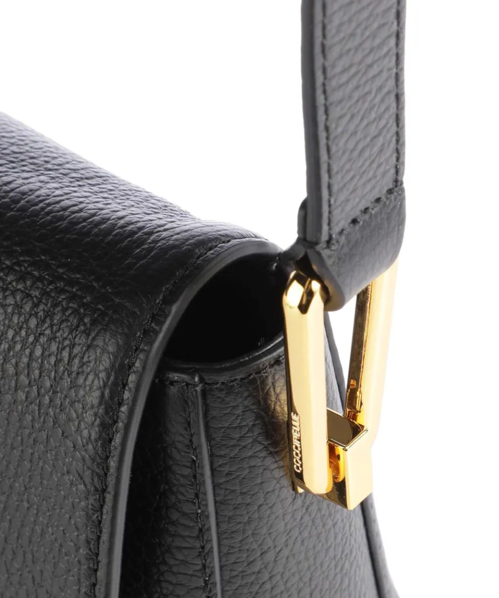 Liya Umhängetasche genarbtes Leder schwarz