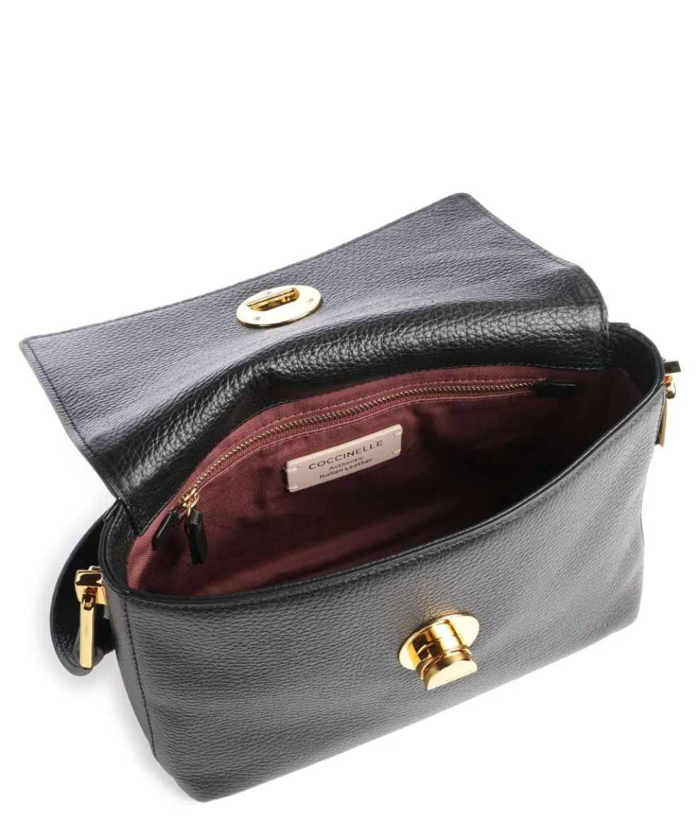 Liya Umhängetasche genarbtes Leder schwarz