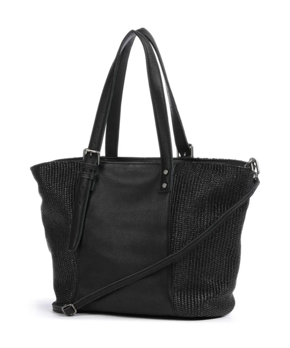 Sea you soon Shopper Polypropylen, genarbtes Leder schwarz