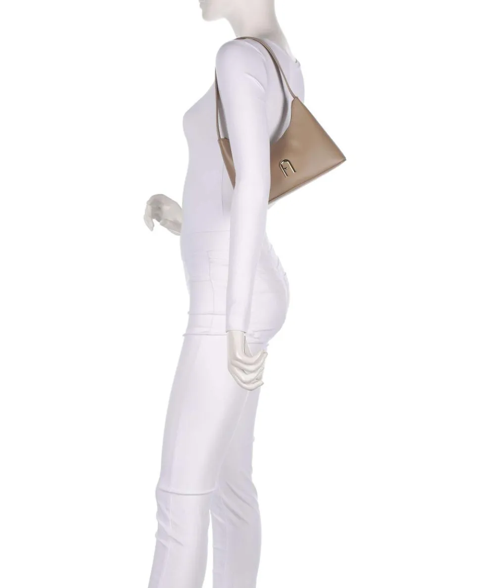 Diamante Mini Schultertasche fein genarbtes Leder taupe