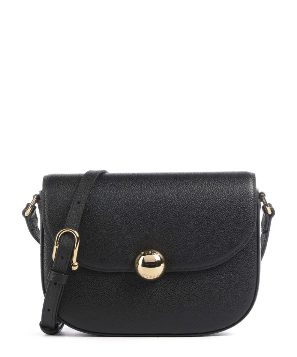 Moonlight S Umhängetasche genarbtes Leder schwarz