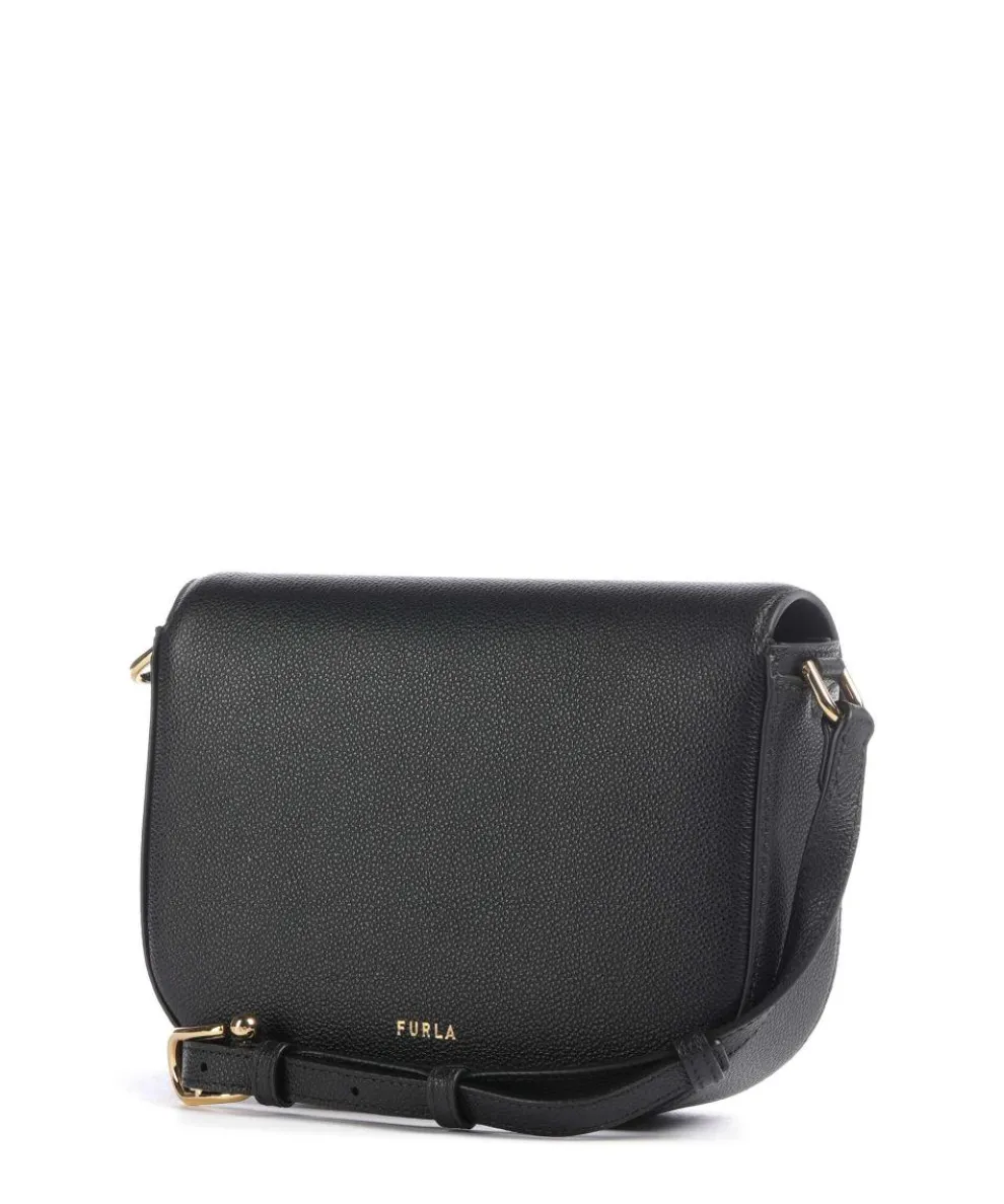 Moonlight S Umhängetasche genarbtes Leder schwarz