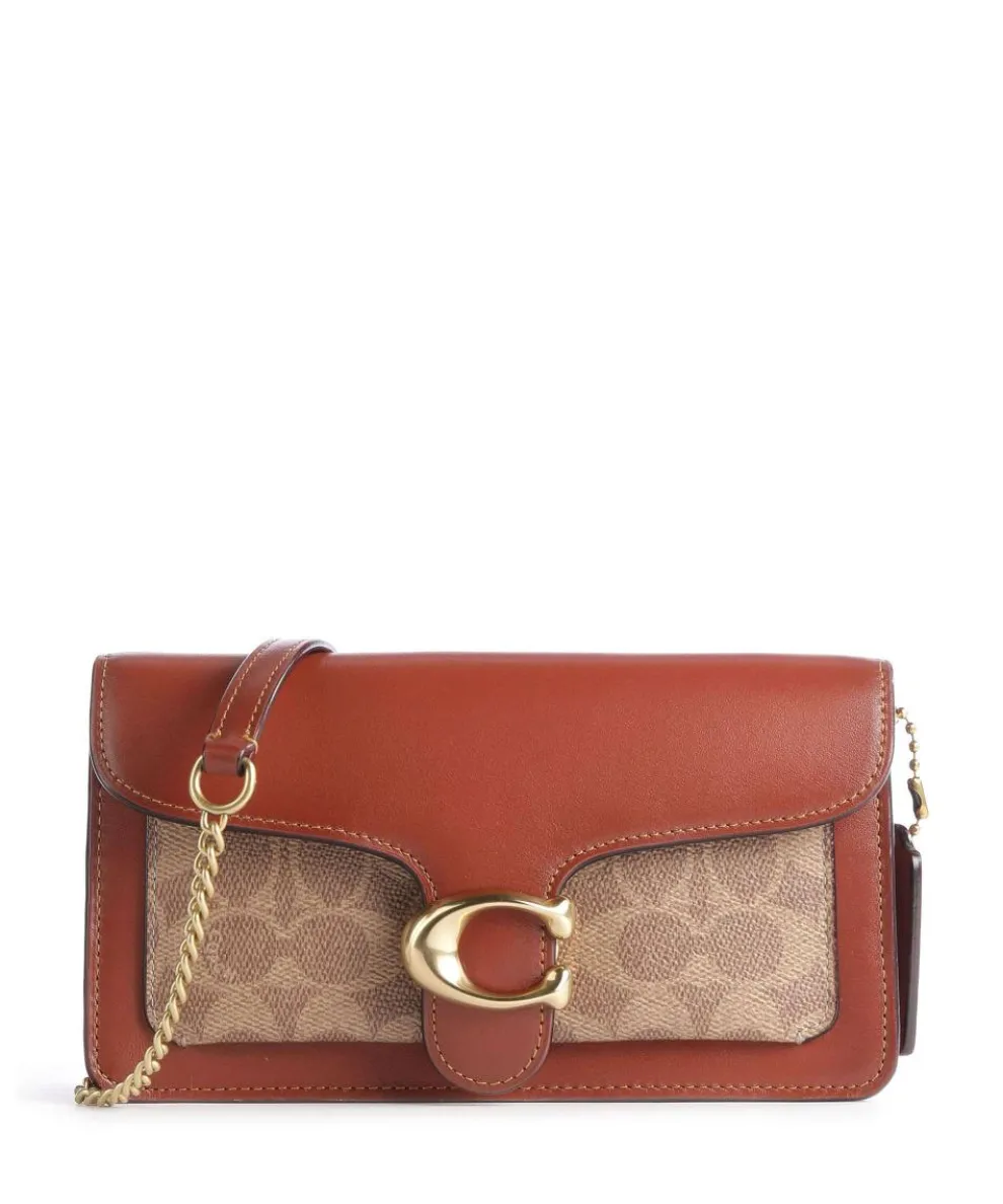 Tabby Chain Umhängetasche fein genarbtes Rindsleder, Canvas braun/beige