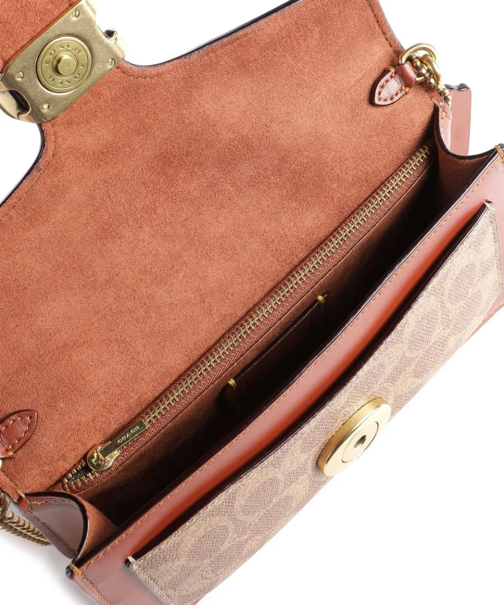 Tabby Chain Umhängetasche fein genarbtes Rindsleder, Canvas braun/beige