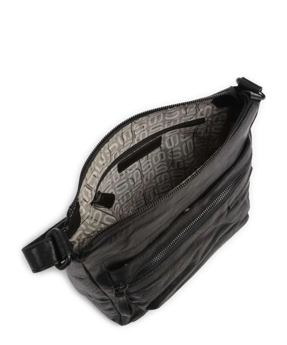 Bronco Valarie Umhängetasche genarbtes Leder schwarz