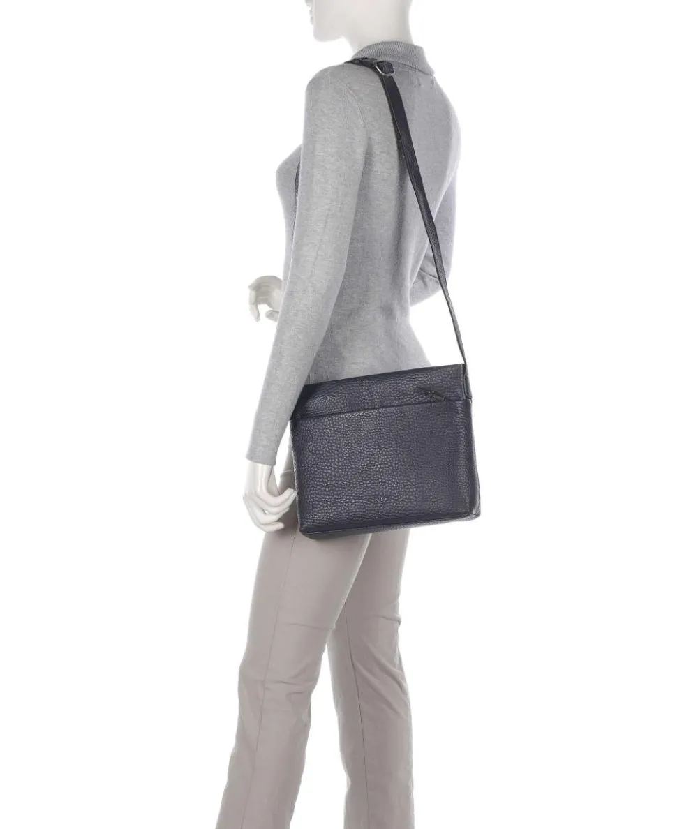 Hirsch Bristol Umhängetasche genarbtes Leder navy