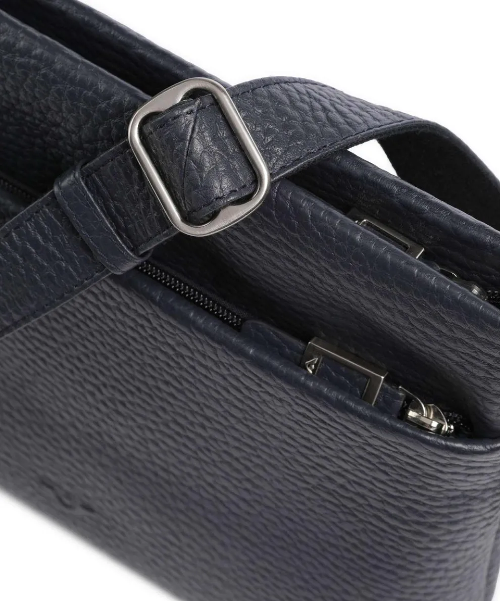 Hirsch Bristol Umhängetasche genarbtes Leder navy