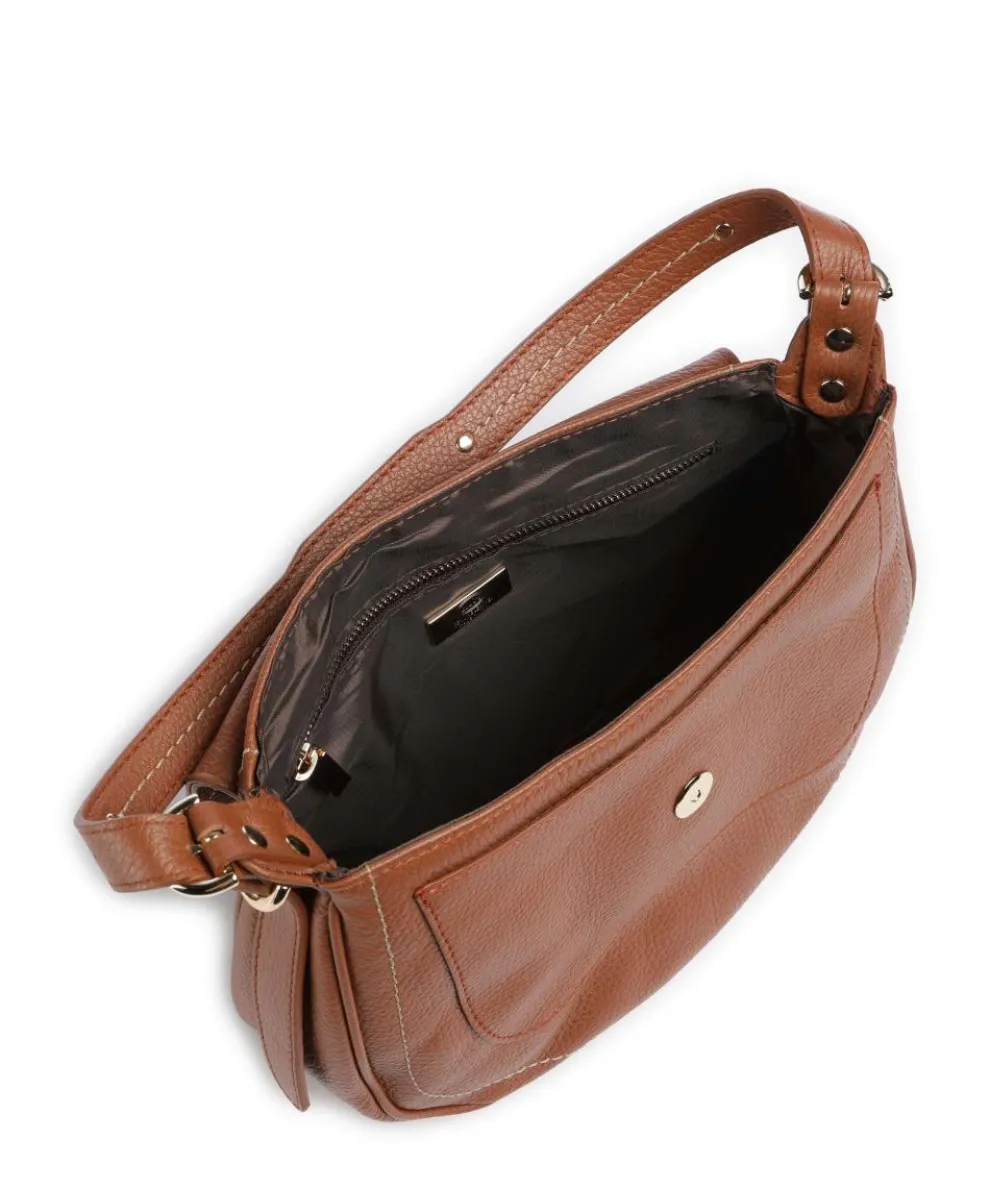 Gondola Stella medium Schultertasche genarbtes Leder braun