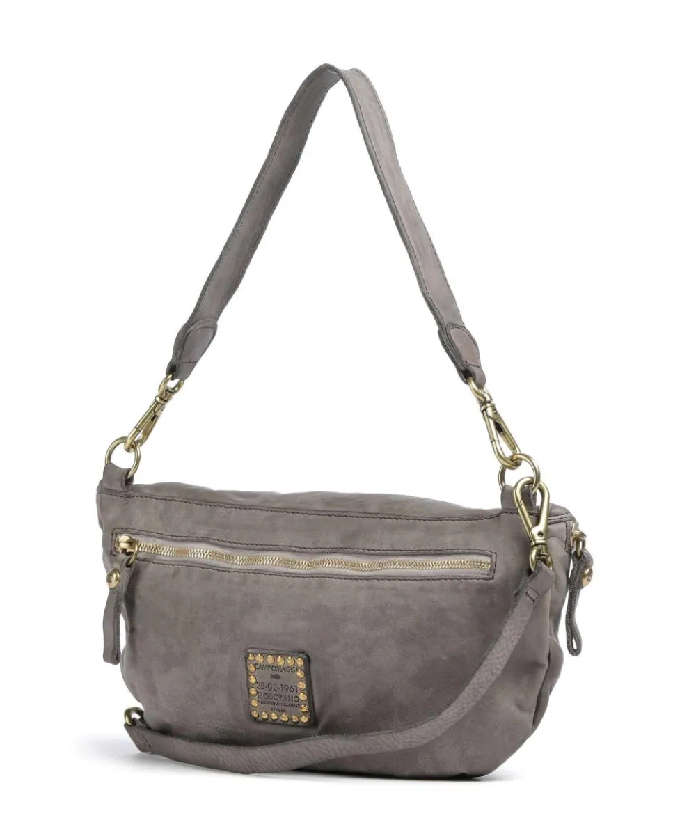 Schultertasche fein genarbtes Rindsleder grau