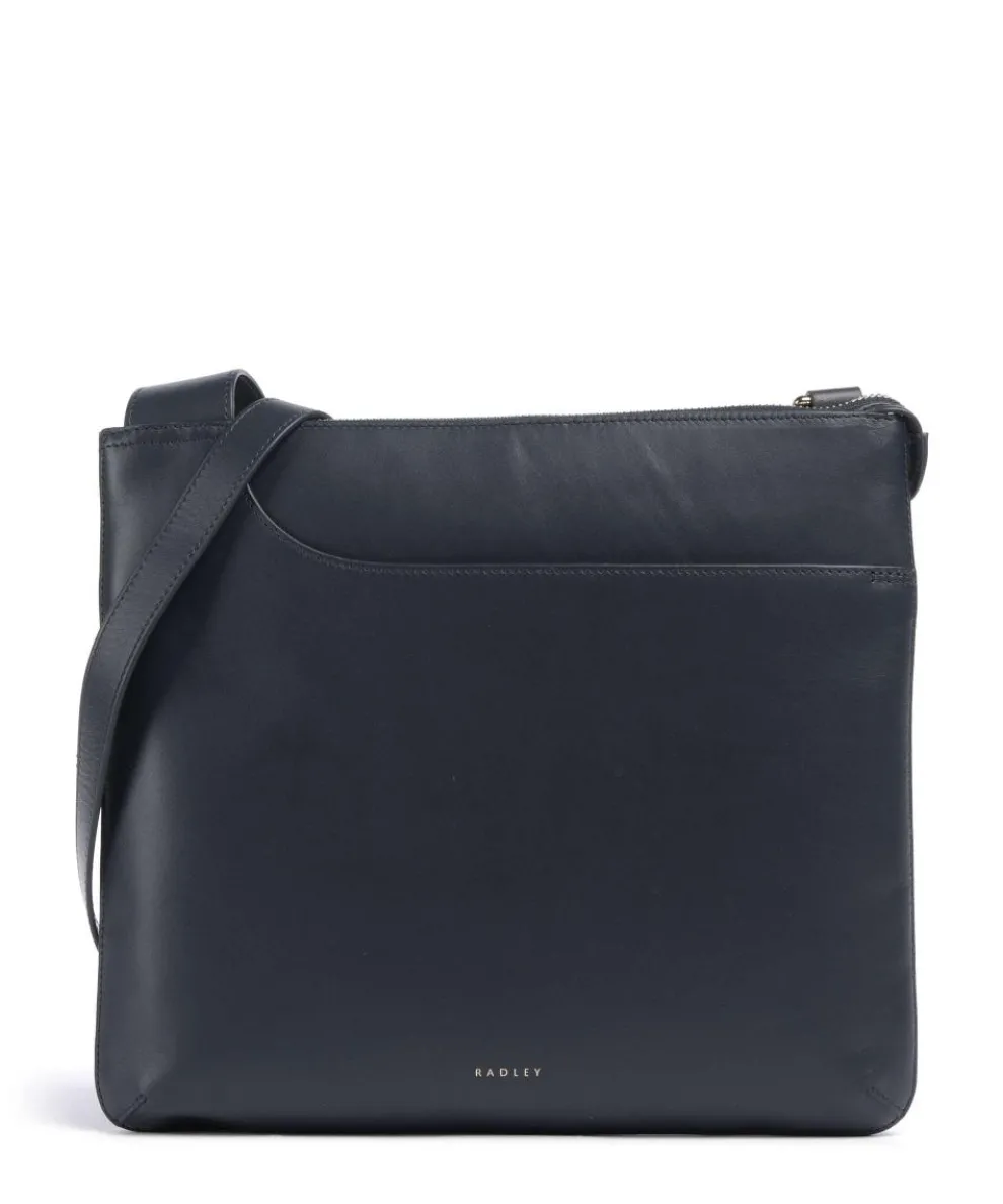 Pockets Large Umhängetasche fein genarbtes Leder dunkelblau