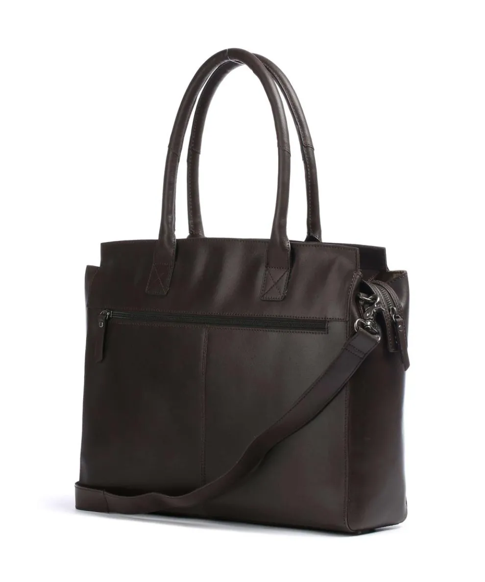 Vintage Doris Shopper 15″ fein genarbtes Leder dunkelbraun