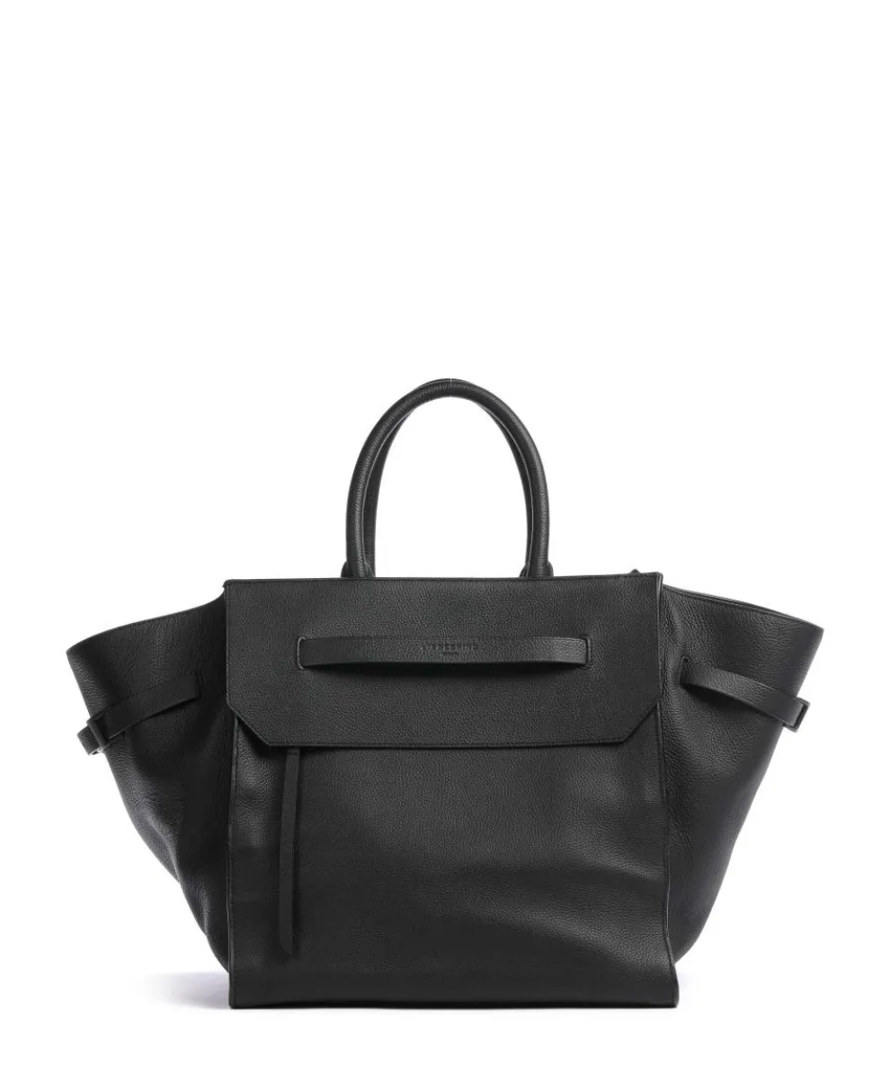 Lora Small Pebble L Handtasche genarbtes Rindsleder schwarz