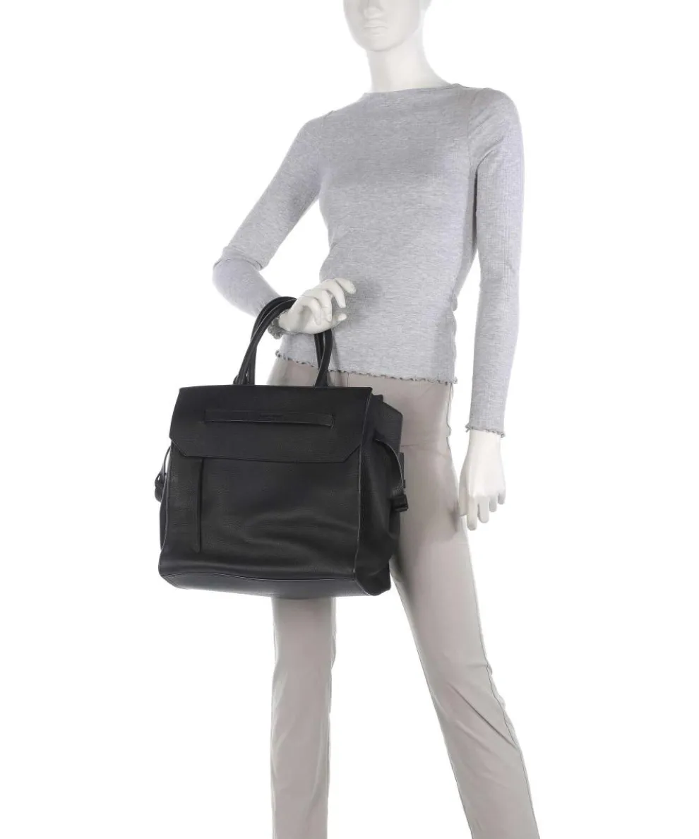 Lora Small Pebble L Handtasche genarbtes Rindsleder schwarz